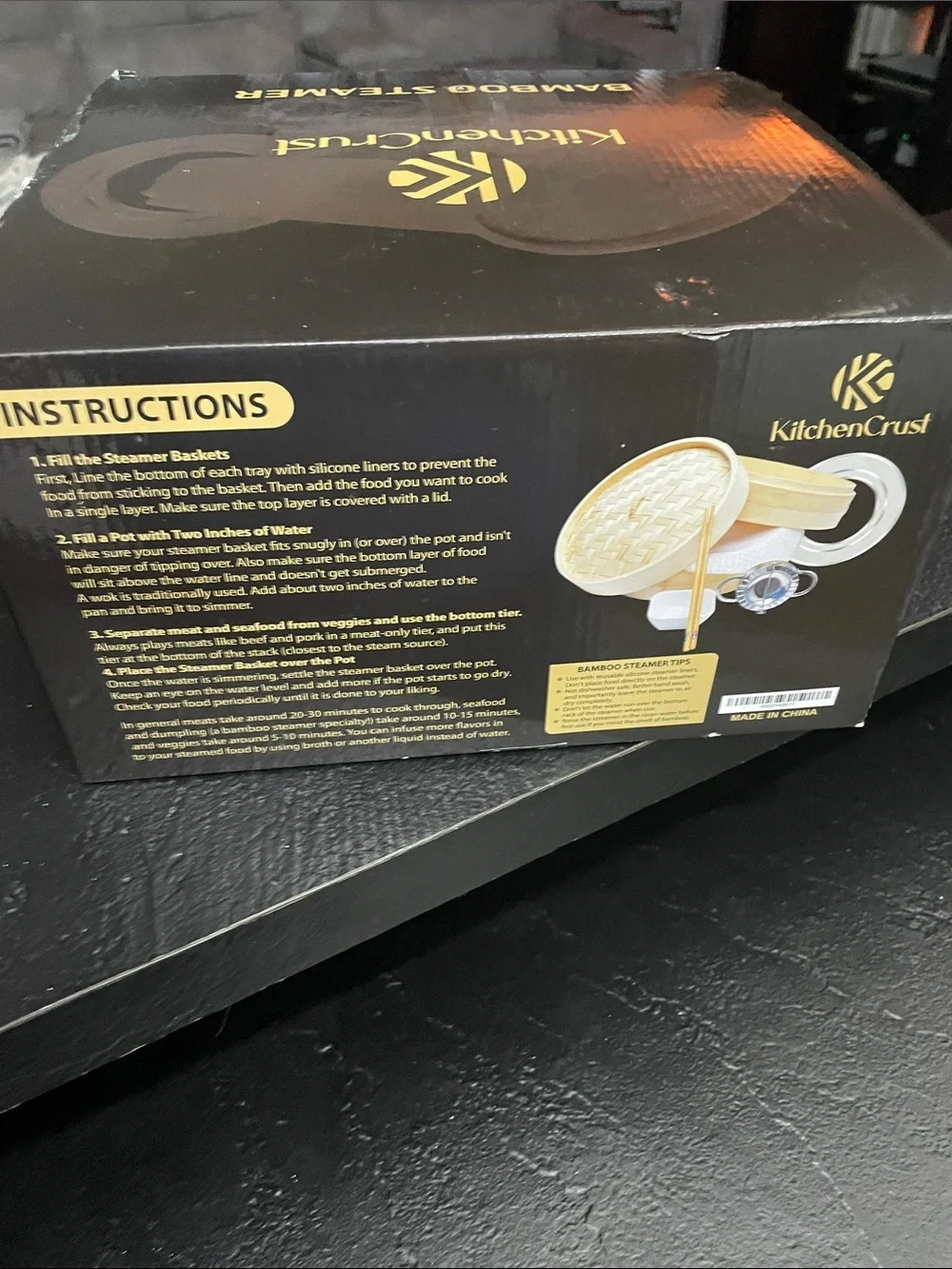 Kitchen Crust New Bamboo Steamer 10 Inch Set - Contents in original packaging.
